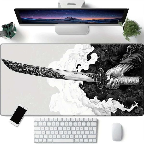 Japanese Katana Mouse Pad Large Computer Office Game Desk Pad New XXL Rubber Anti slip Gaming Keyboard Mouse Pad Long Desk Pad O250118