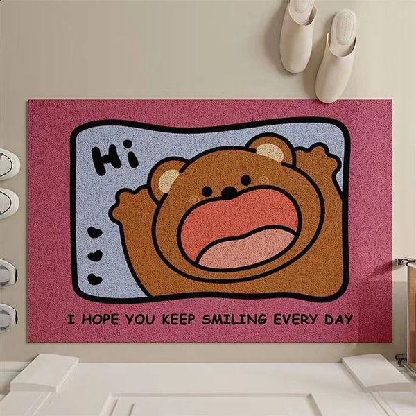 Cute Cartoon Bear Anti-slip PVC Welcome Entrance Doormat Floor Mat Entry Porch Hallway Entryway Home Decor Dust Removal Carpet 241231