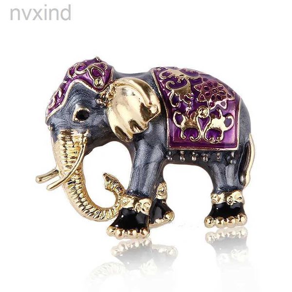 China style souvenir New creative and cute blue textured enamel elephant animal chest suitable for women men clothing metal pins accessories
