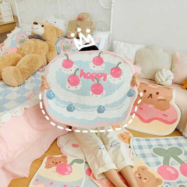 Cute Plush Bedroom Rug IG Fashion Girly Living Room Rugs Modern Cartoon Minimalist Cute Carpet Floor Mat Kawaii IG Home DecorateM240806