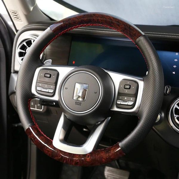 Steering Wheel Covers DIY Customized Hand Sewing Braid Car Cover For GWM Tank 300 500 Genuine Leather Interior Accessories