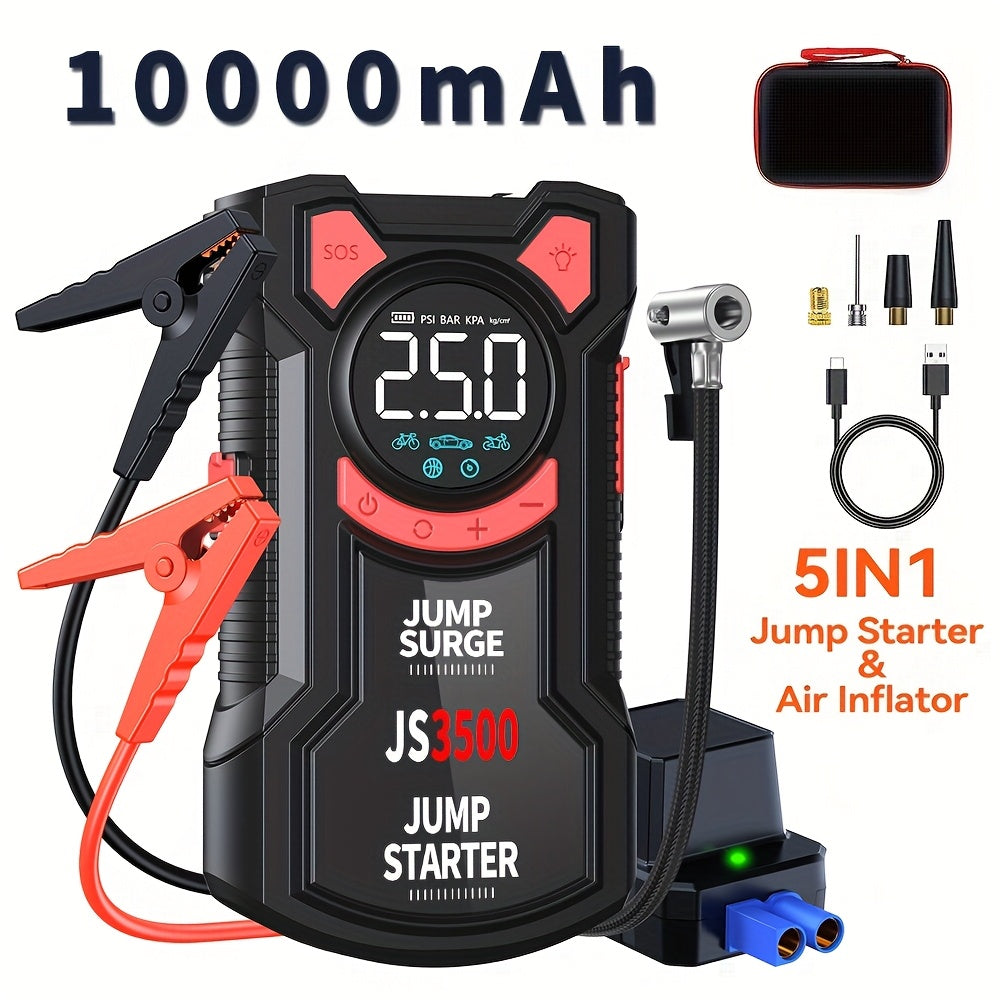 TEMU Jump Starter With Air Compressor, 5in 1 Function Jump Box 5000a 150psi Jump Pack With Digital Tire Inflator, Car Battery Charger Portable (for