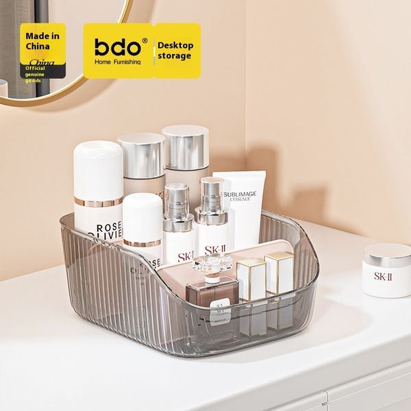 Three compartment storage box, light cosmetics shelf, student desktop, home dressing table, lipstick, skincare products organizer box