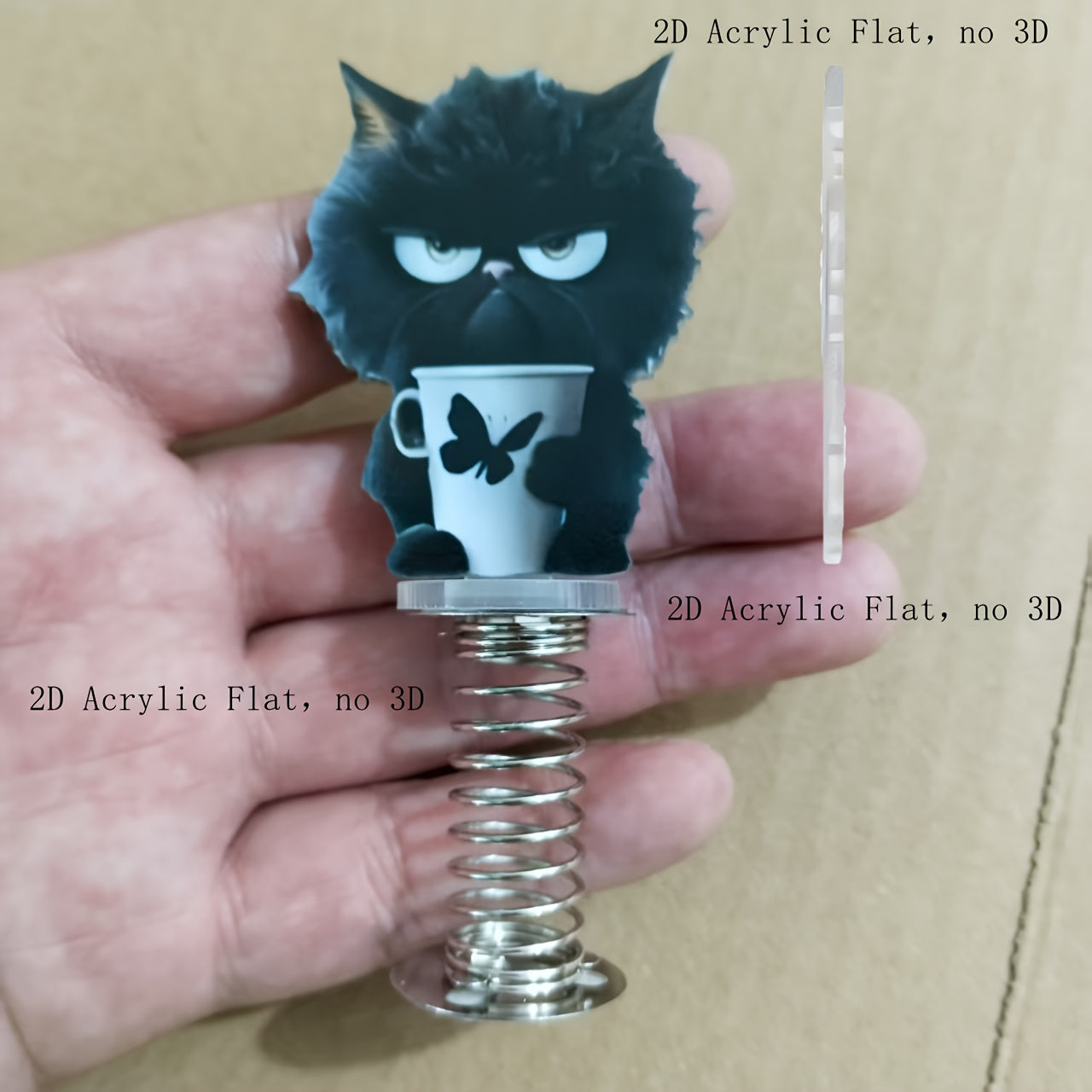 TEMU A Cute Acrylic Cat Figurine In 2d Design - A Versatile Decoration For Cars, Desks, And Bicycles | For Parents .