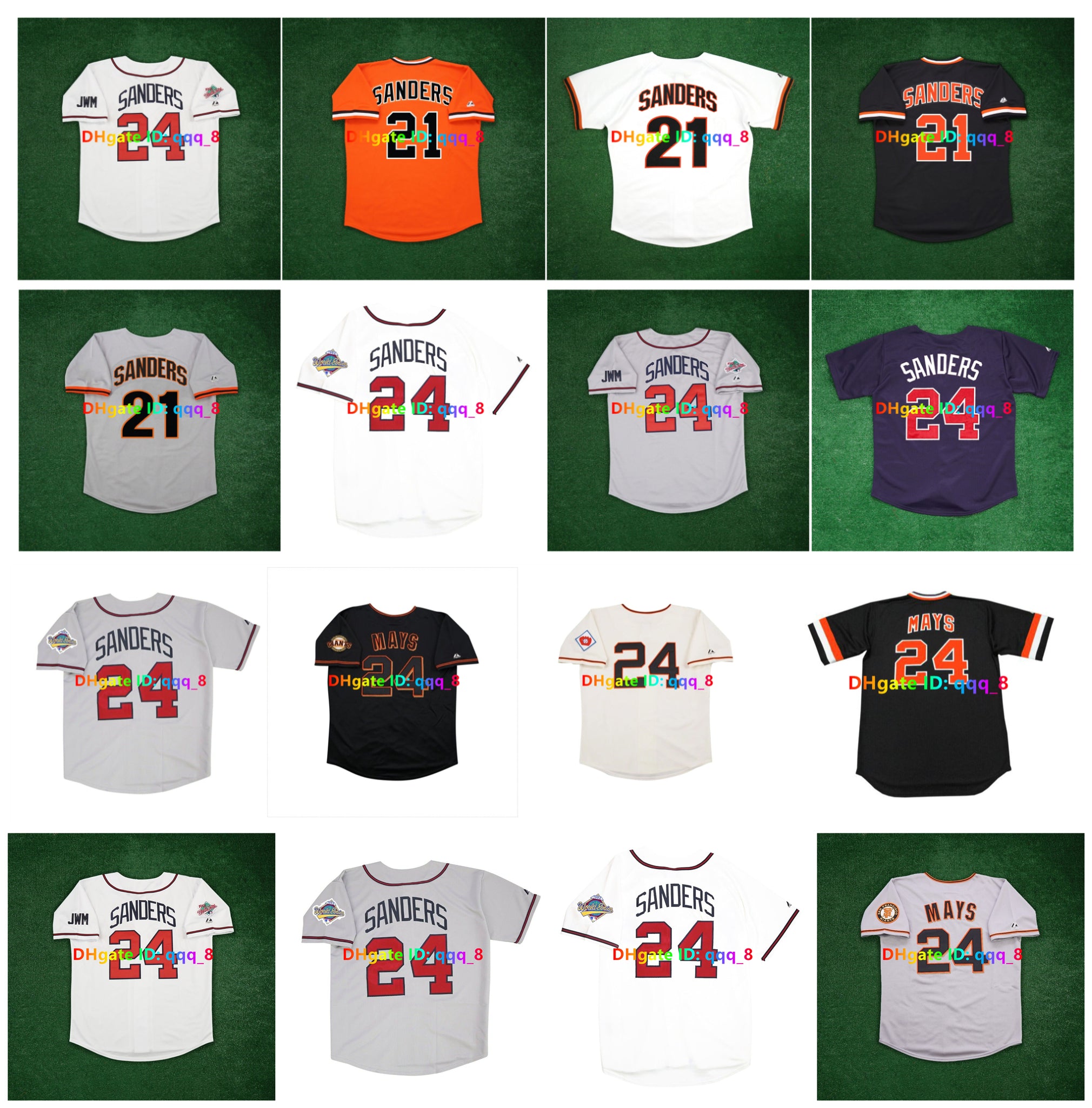 Deion Sanders Brave Baseball Jerseys Willie Mays SF Giant Men Women Kids 1991 1992 World Series Red White Black Orange Size S-4XL