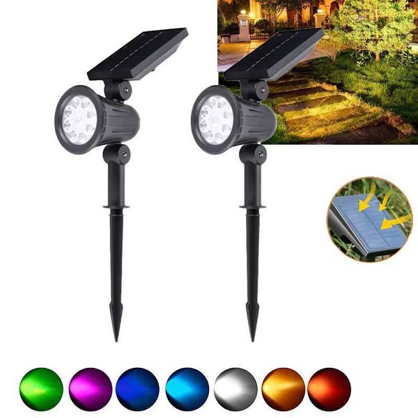 9 LED solar spotlight outdoor RGB solar landscape light IP65 waterproof brightness adjustable garden courtyard decoration X241102