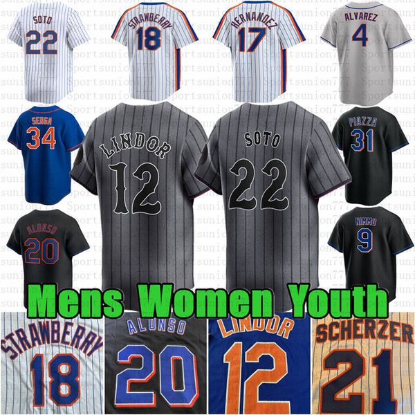 22 Juan Soto City Pete Alonso Francisco Lindor Baseball Jersey Mark Vientos Brandon Nimmo Darryl Strawberry Alvarez Kodai Senga Luisangel Ac