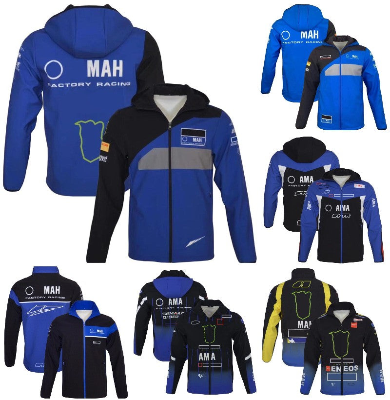 2022 New Moto Factory Racing Team Hoodie Motorcycle Ride Blue Keep Warm Jackets Zip Fleece Sportswear Men&#039;s Windproof Zipper Jacket