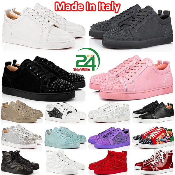Spikes Flat Sneaker Shoes Black Red Patter Mens Men Orlato Navy Beige White Panorama Blue Leather Suede Low Green purple Pink Yellow Q44r#