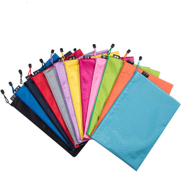 Filing Supplies 10pcs A4A5A6 Canvas Mesh Zipper Pouch Document Bag Waterproof Zip File Folders School Office Pencil Case Storage Bags 230706