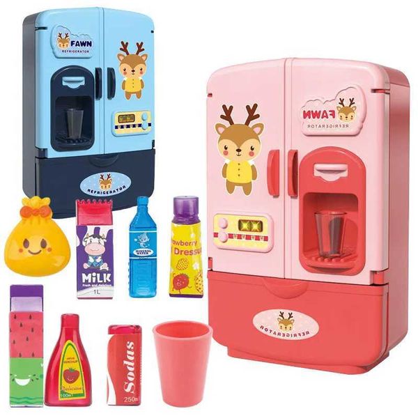 Childrens toy refrigerator mini double door refrigerator baby toy furniture simulation game kitchen toy accessories role-playing X241107