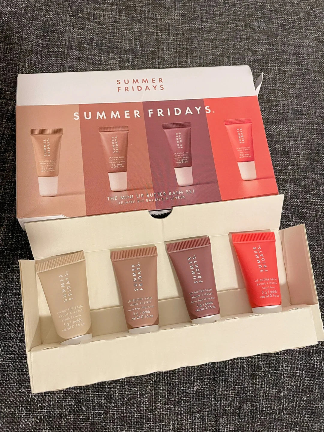 Summer Fridays Lip Butter Balm Set 4pcs Lipgloss 5g Mini Makeup Gift Box Moisturize Smooth Oil Jelly Lipsticks Beige Vanilla Brown Sugar 4 colours S