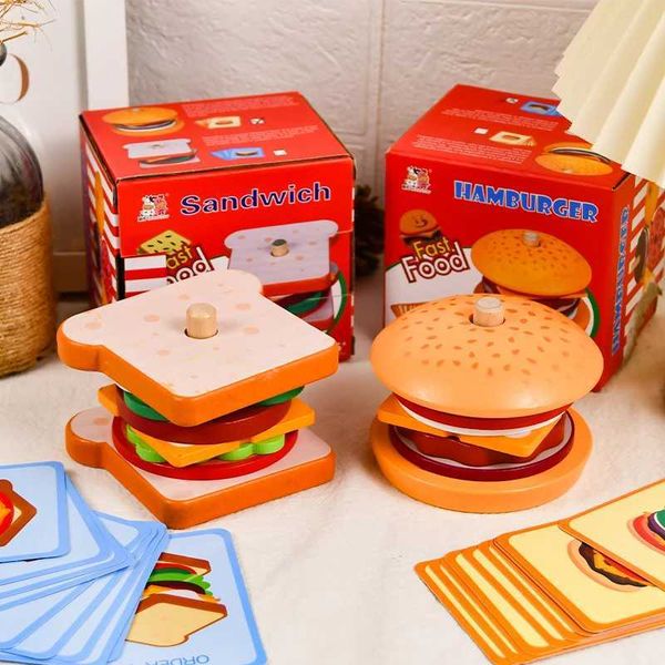 Kitchens Play Food Childrens simulated food toys hamburgers-sand a set of columns assembly matching home kitchen-restaurant games H241015