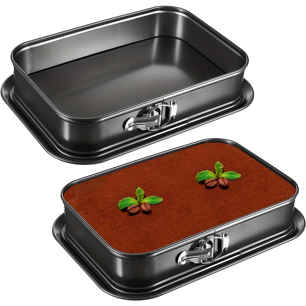 TEMU 9.7x5.7 Inch Springform Cake Pan With Removable Bottom - Premium Carbon Steel Rectangular Bakeware For Cheesecake, Ice Cream Cakes, Pies & Pizza