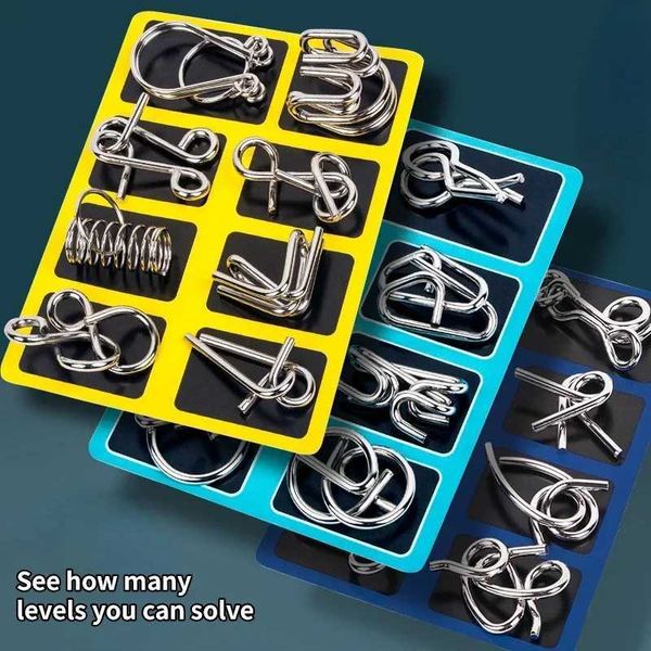 3D Puzzles Chinese Puzzle Games8pcs-set 3D Montessori Puzzle Wire Mind Brain Puzzles for Children Adults Anti-Stress Toys s Gifts H241119
