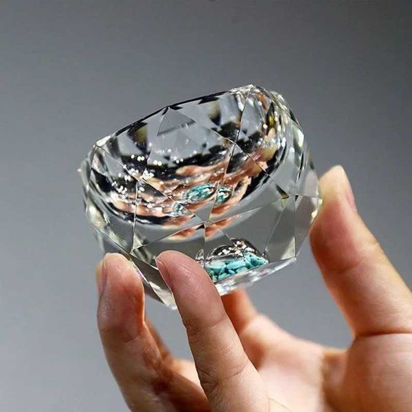 Creative Glass Tea Cup Faceted Master Cup Turquoise Gold Foil Household Diamond Crystal Fantasy Glass Cup Y250122