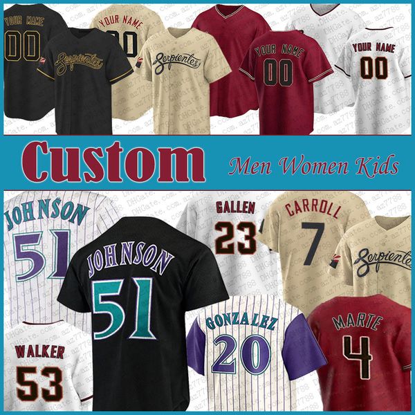 7 Corbin Carroll 4 Ketel Marte Custom Arizona Baseball Jersey Diamondbacks 3 Joc Pederson Zac Gallen Christian Walker Lourdes Gurriel Jr Ran