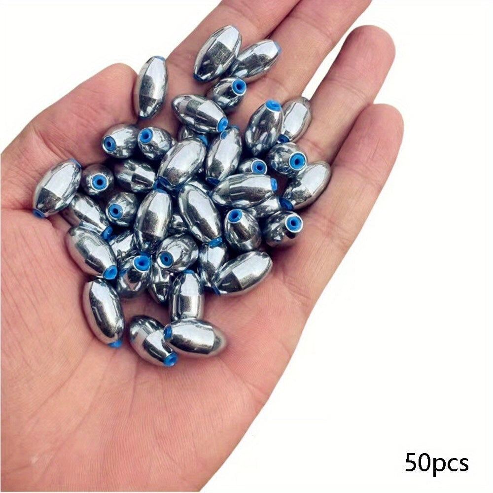 TEMU 50pcs Egg Fishing Sinkers Weights Assortment Lead Oval Shape Casting Worm Bullet Tackle For Fishing
