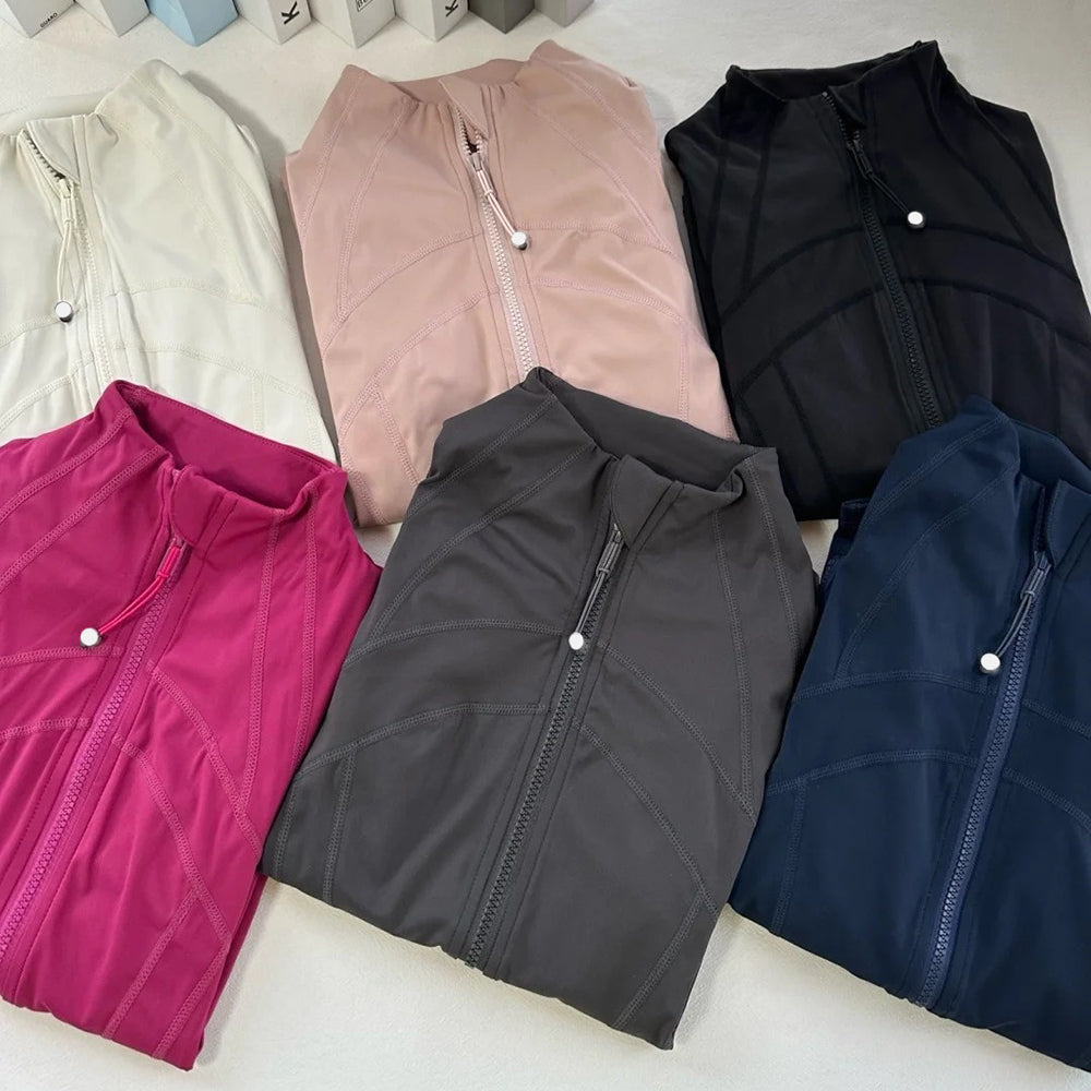 Yoga Jacket Women Define Workout Sport Coat Fitness Jacket Sports Quick Dry Activewear Top Solid Zip Up Sweatshirt Sportwear Hot Sell