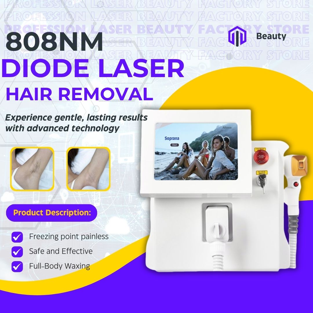 Portable Diode Laser Hair Removal Machine Triple Wavelength 755 808 1064nm Permanent Painless Hair Removal For Home Use Beauty Tool
