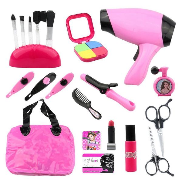 Beauty Fashion Hair Stylist Set Salon Pretend Play for Girls with Toy Blow Dryer Curler and Other Styg Tools 230617
