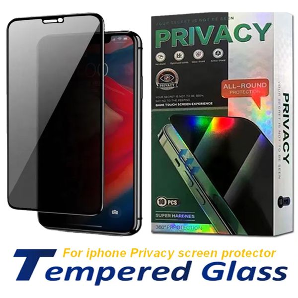 privacy screen protector tempered glass For iPhone 16 15 14 Pro Max 13 12 11 XR XS X 8 7 Plus 9H Screen Protector Wholesale front glass Anti