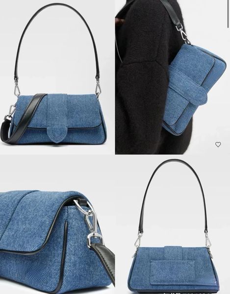 Denim Shoulder Bag Cowboy Le Bambimou Brand Designer Female Underarm Bags Canvas Crossbody Messenger Bag With Two Straps Casual Girl Handbag