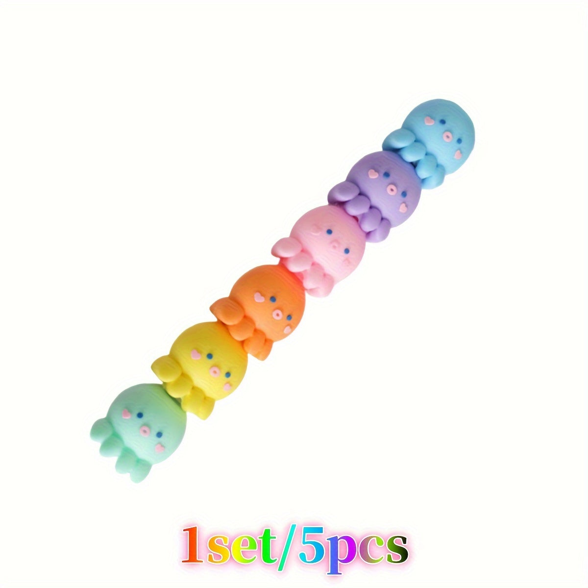 TEMU Octopus-shaped Highlighters - 1 Set Of 5 Pieces, Novelty Fluorescent Markers, Cute For Journaling And Underlining, Suitable 14+