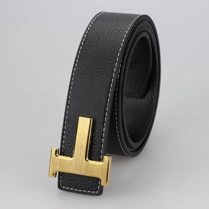 Fashion Designer Luxury men and women belt genuine leather Metal Letters Buckle belt Reversible