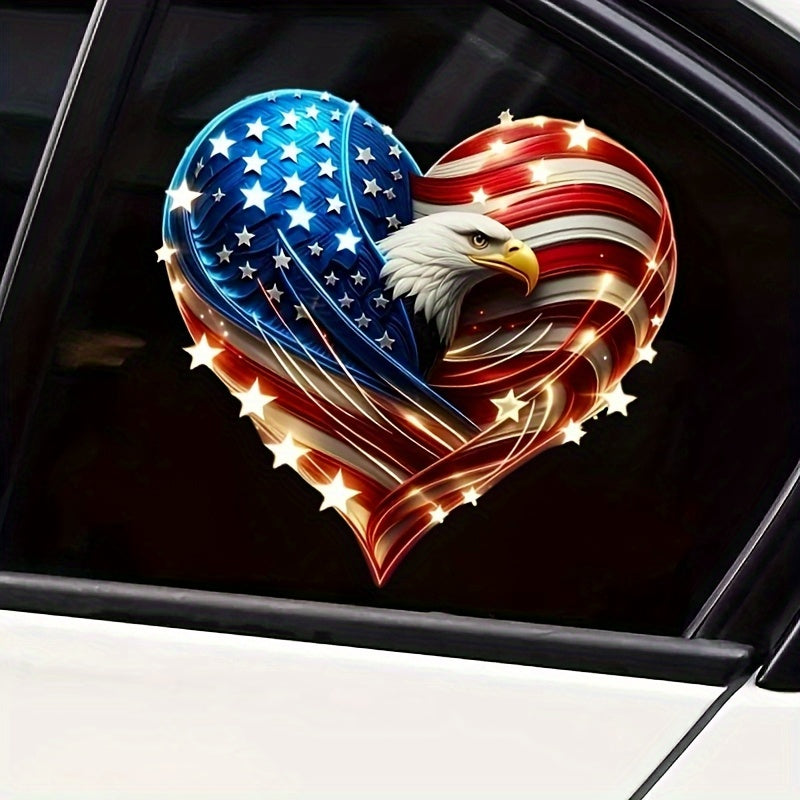 TEMU Everyday | Eagle And Heart Shaped American Flag Vinyl Sticker Self-adhesive Sticker For Automobile Notebook Truck Motorcycle Quality With Stars