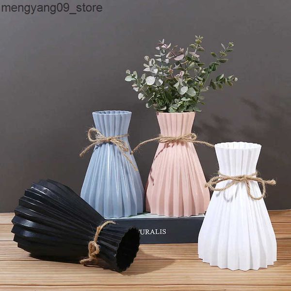 Vases Plastic Vase Nordic Not Fragile Flower Vase White Imitation Ceramic Flower Pot Basket Decor for Flowers Wedding Home Decor J241210