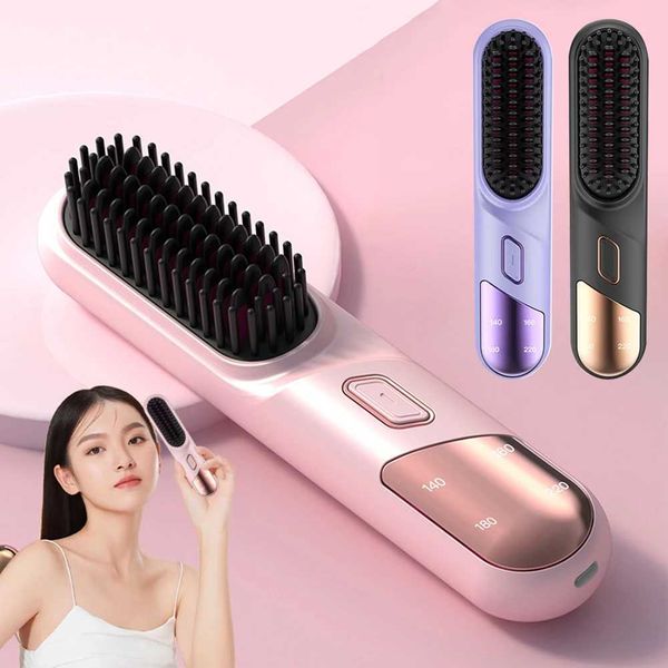 Wireless hair straightener 4000mAh mini hot comb dryer and hair styling equipment hot comb hair straightener W240904