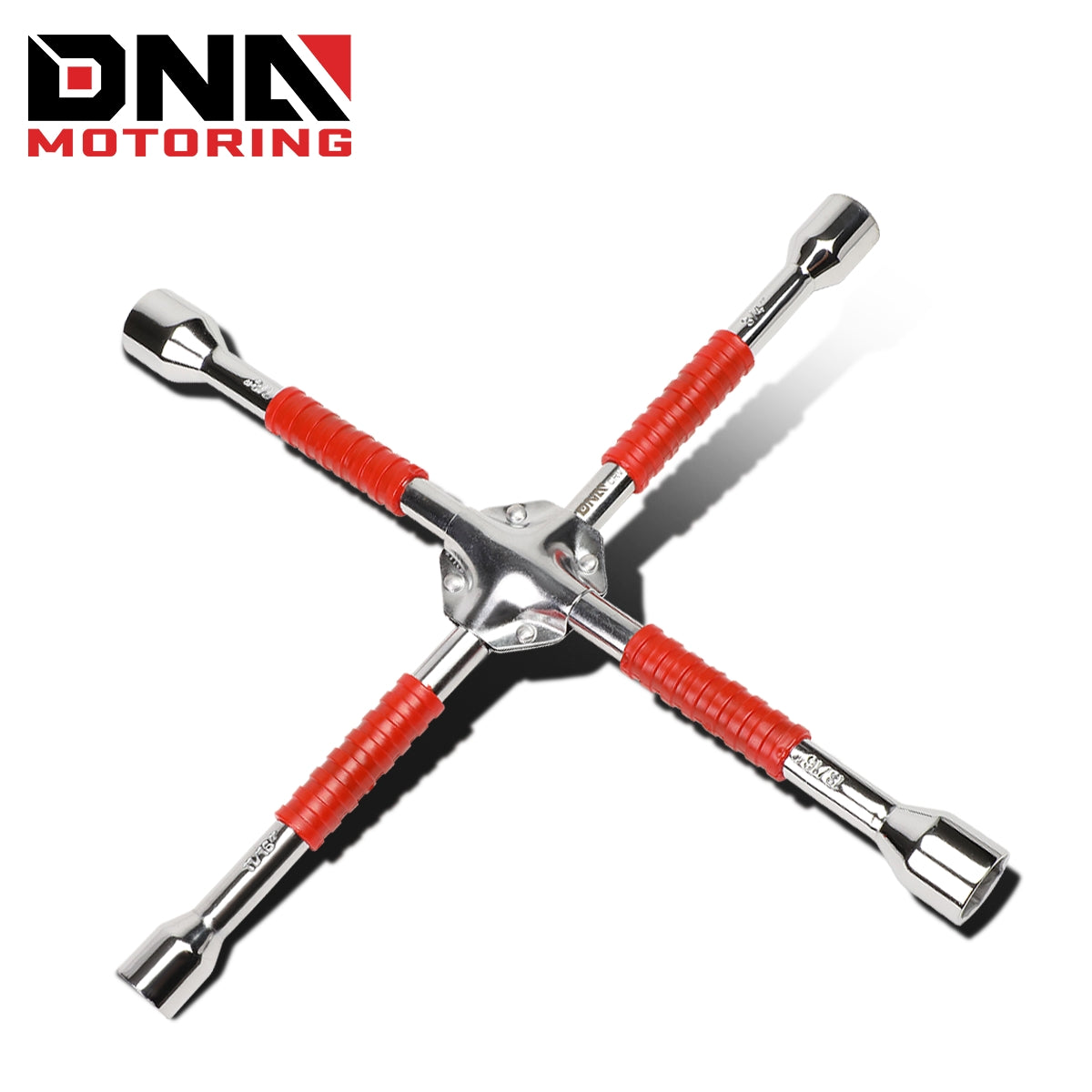 TEMU Tire Repair Tool Kit, 4-socket Universal Lug Wrench With Rubberized Grips, Tire Repairs Or Tire , 1 Kit, Red