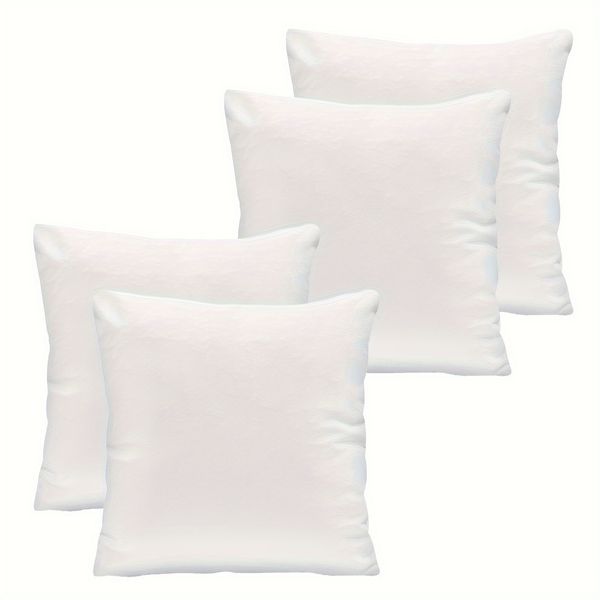 4 Pcs Luxurious Throw Pillows Soft Brushed Polyester Fabric Plush Cotton Pillow Core Versatile White Color Decorating Living Room Bedroom Be