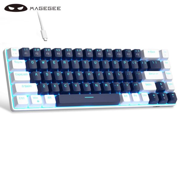 MageGee Portable 60% Mechanical Gaming Keyboard MK-Box LED Backlit Compact 68 Keys Mini Wired Office Keyboard for Windows PCLX241031