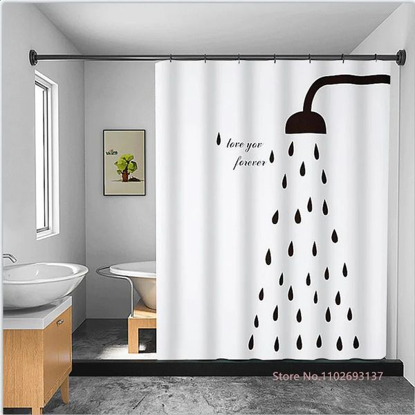Nordic Wind Geometry Shower Curtain Head Abstract Art Waterproof Polyester Bath For Home Decor Accessories 250108