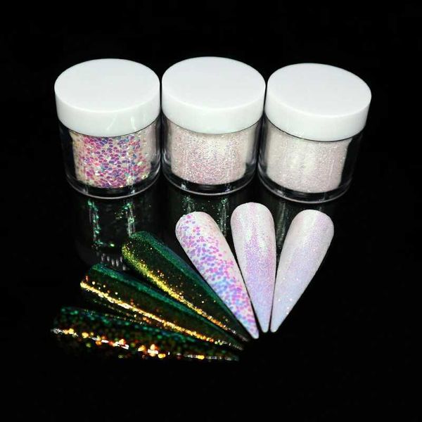 Mermaid Aurora Nail Sparkling Holographic Glitter Color Chromium Paint Powder Decorative Nail Processing W240815