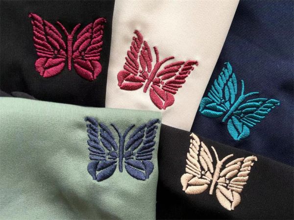 New Needles Embroidery Butterfly Patchwork Shirts Men Women Summer Style AWGE Shirt Top Tees Inside Tag