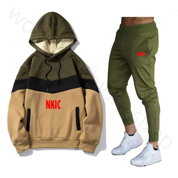 Men&#039;s Sweatshirt Set New Hoodies+Sweatpants Tracksuit Outfits Jogger Brand Print Sport Suit Male Pullover Streetwear Cloth 848