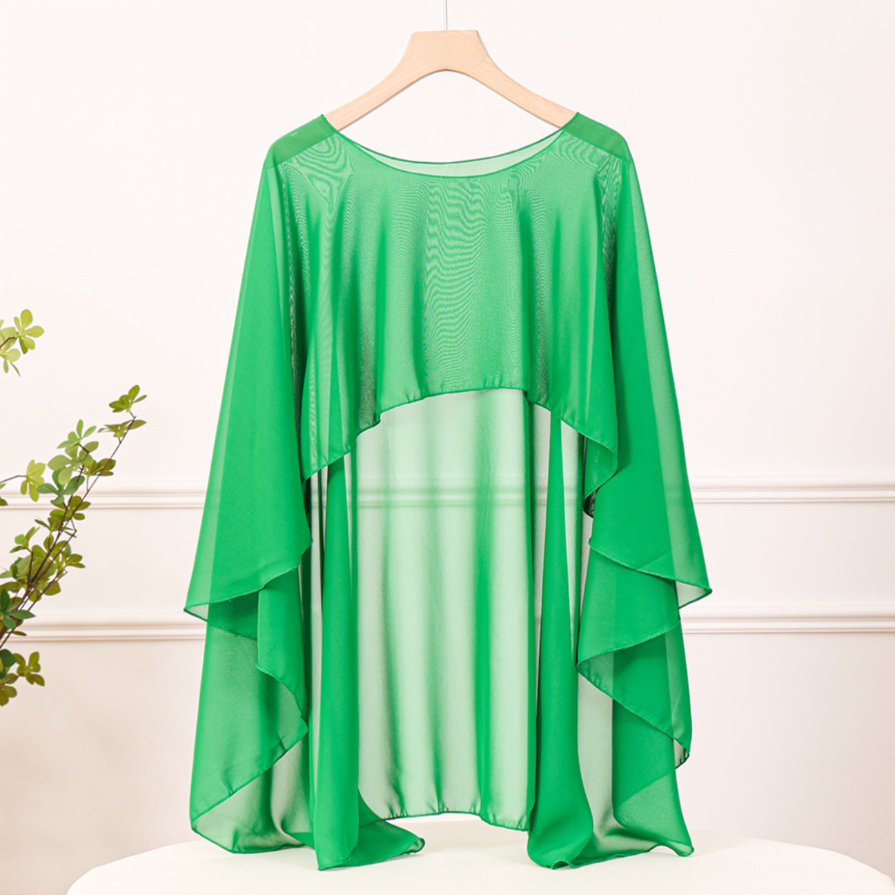 K1033 Korean new style fashion all-match solid color outerwear summer air conditioning shawl chiffon pullover factory wholesale processing customiza