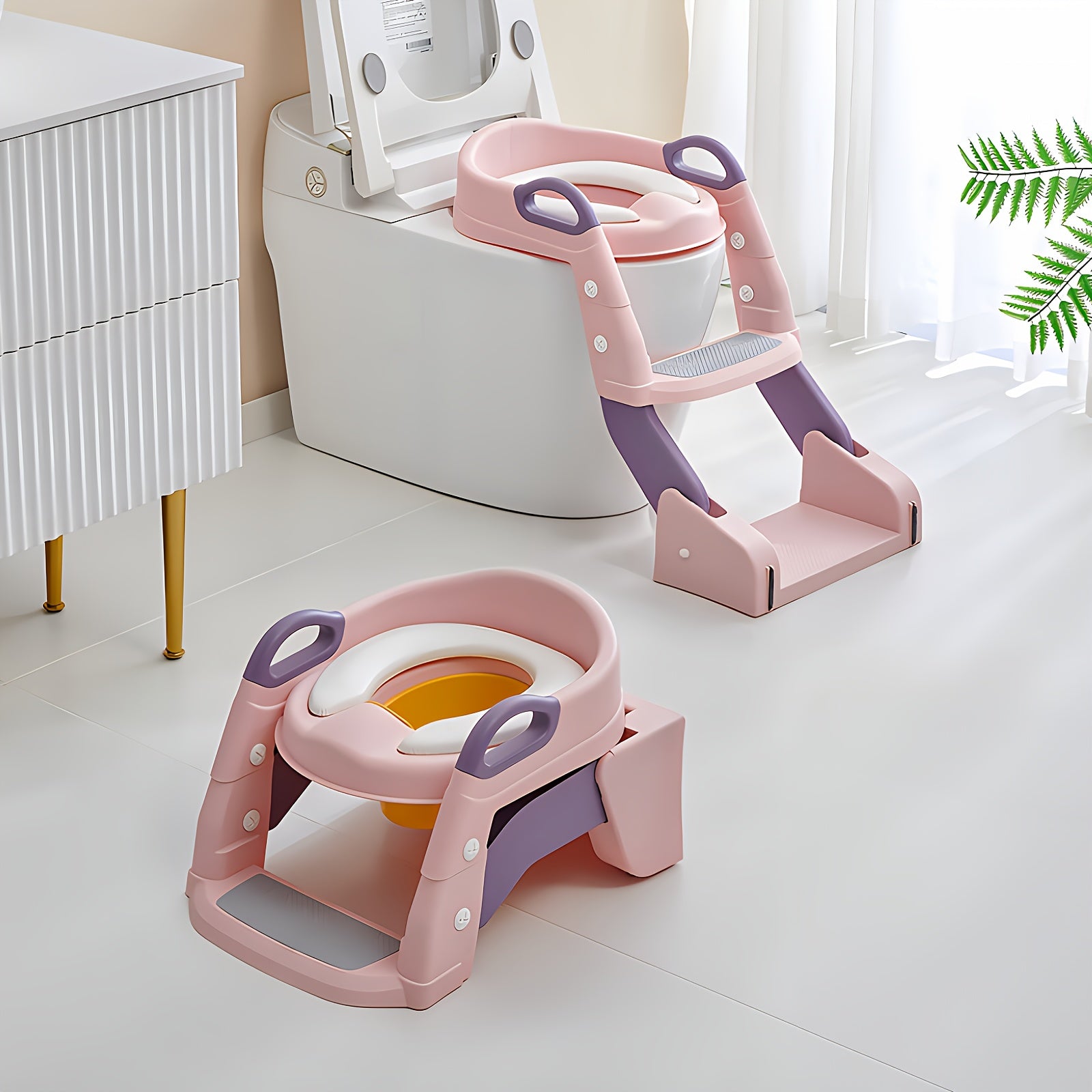 TEMU Lovewe Toilet Potty Training Seat With Step Stool Ladder And Urinal, Safe & Comfortable Potty Chair With Anti-slip Design, Adjustable Height,