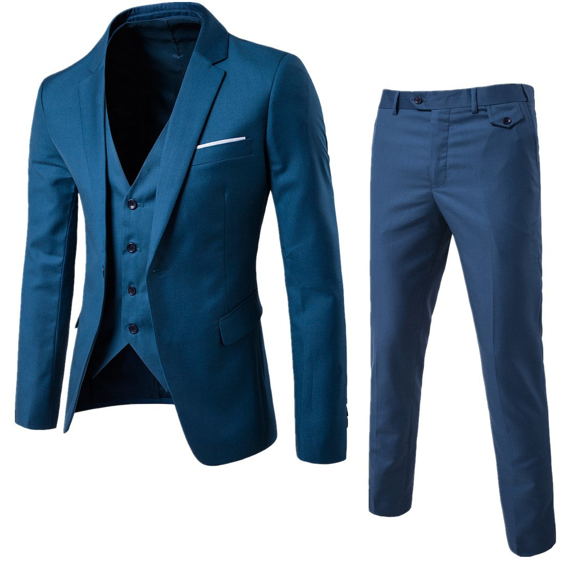 K247 Men&#039;s Three-Piece Slim Fit Business Suit - Formal Wedding Groom Attire