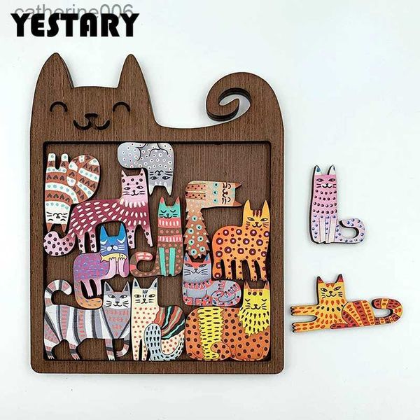 Puzzles YESTARY 3D Cat Wooden Puzzle Toys Brain Tease Jigsaw Puzzle Toy High Difficulty Board Party Game Puzzle Toy For Adult Kids GiftsL231