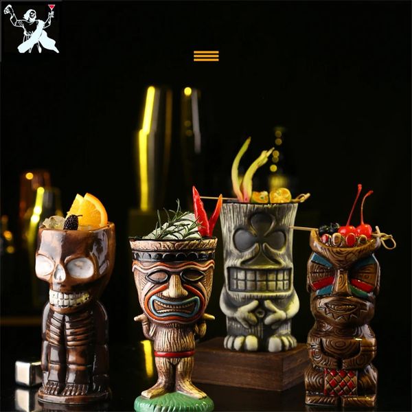 Bar Poker Tiki Cup Creative Hawaiian Ceramic Personalized Cocktail Zombie Tile Beer Tools 240923