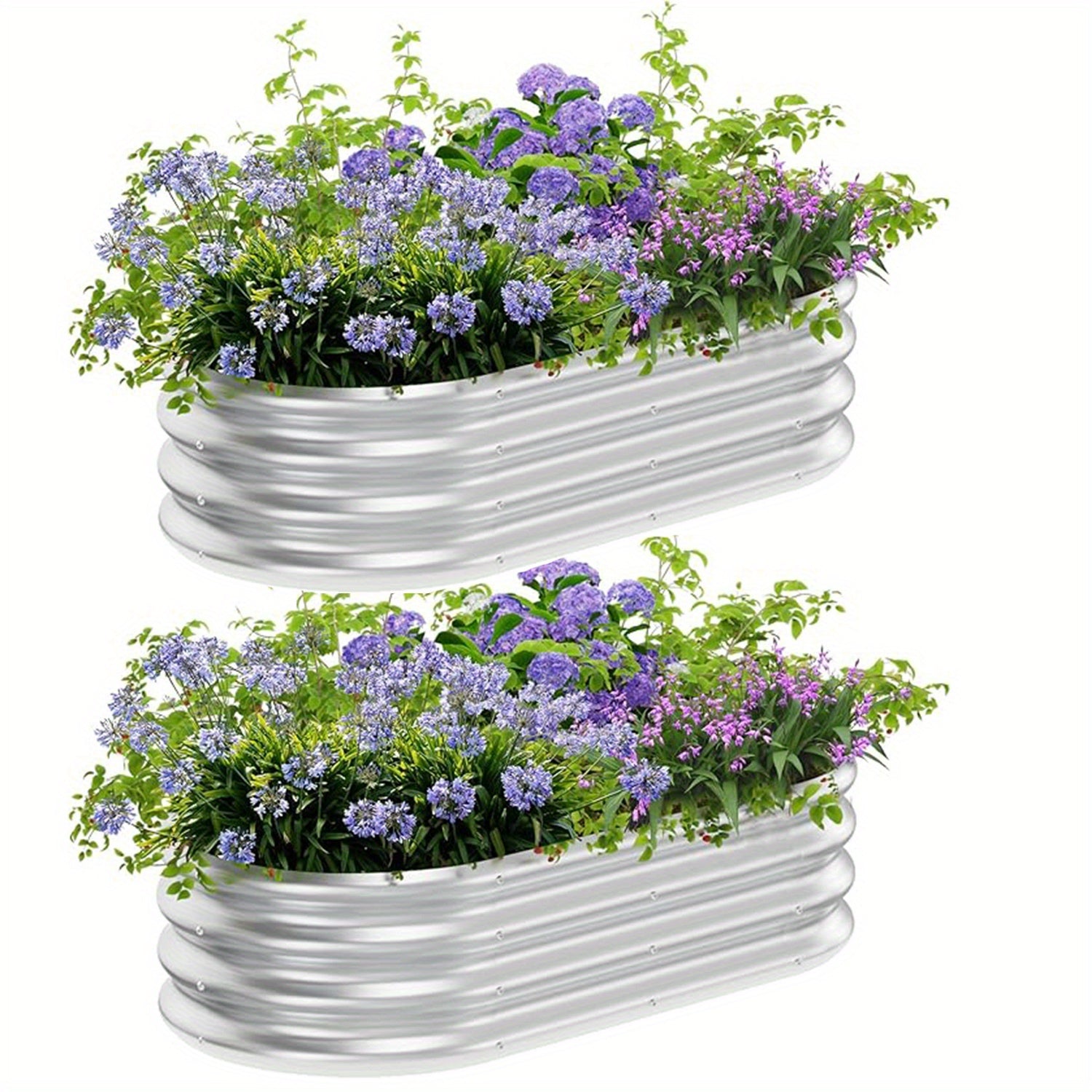 TEMU 8x3x1ft, 6x3x1ft Galvanized Raised Garden Bed Kit Rust- Metal Planter For Outdoor Vegetable Gardening, Oval