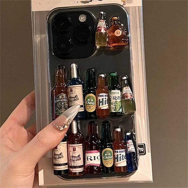 Interesting Creative Wine Bottle Phone Case iPhone 15 13 14 12 11 Pro Max Plus INS Cute Beverage Gift Soft Silicone Back Cover W241012