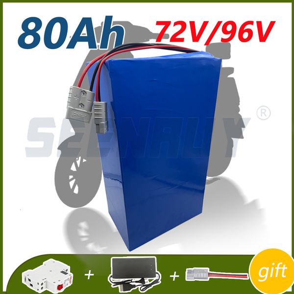Li ion 72V 80AH 96V Bateria de lítio BMS 20S 26S para 10kW 15kW High Motor Scooter Tricycle Go Motor com carregador