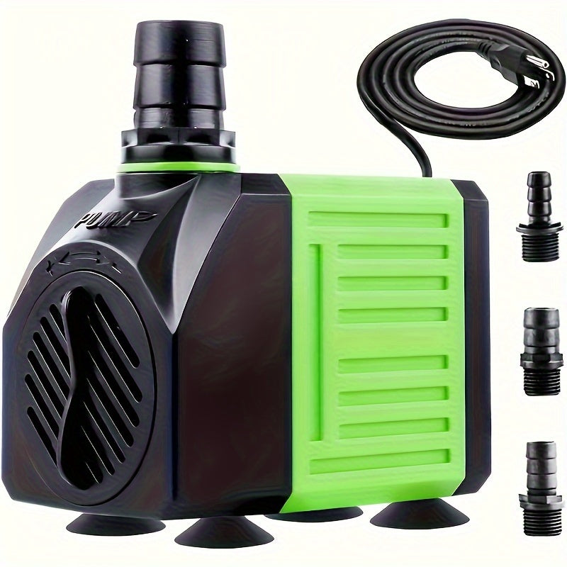 TEMU 550gph Submersible Water Pump With 6ft Cord - Adjustable Flow, Black & Green Design For Aquariums, , Fish Tanks, Outdoor Waterfalls, And