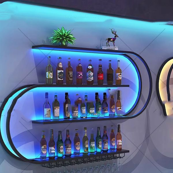 Modern Art Corner Storage Light Restaurant Wall Mounted Living Room Wine Small Vitrina Metal Bar Cabinet Furniture