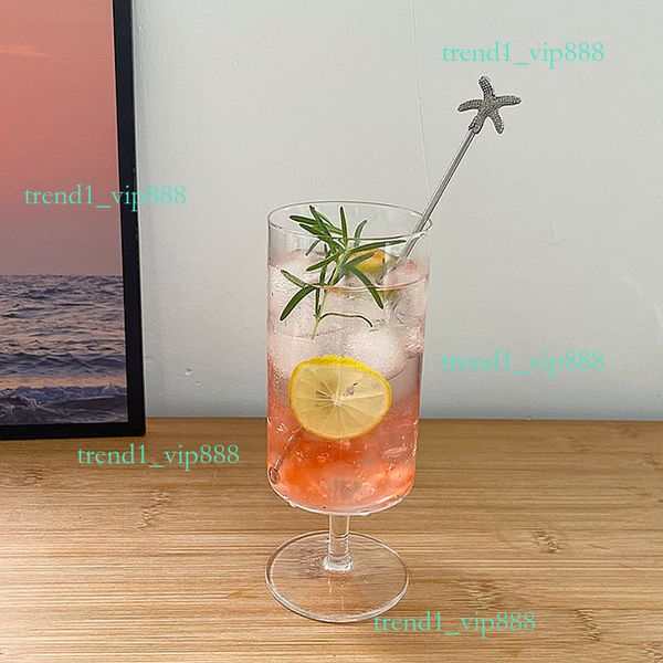 Summer elegant cup Ins style cups high foot juice glass coffee shop, milk tea, cold tail drink cup, beverage cup with straw gift e5f